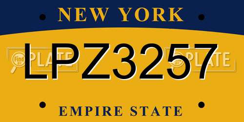 LPZ3257 New York License Plate