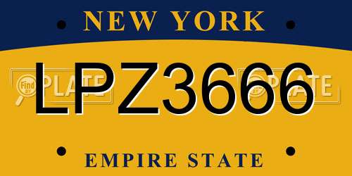 LPZ3666 New York License Plate