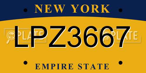 LPZ3667 New York License Plate