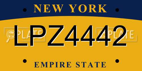 LPZ4442 New York License Plate