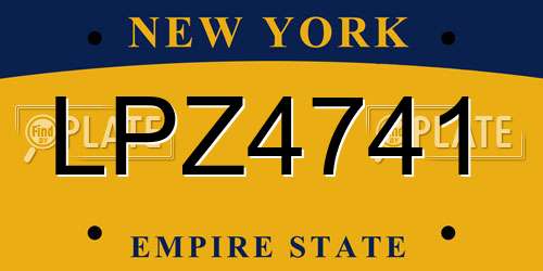 LPZ4741 New York License Plate