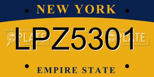 LPZ5301 New York License Plate