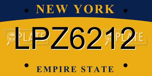 LPZ6212 New York License Plate