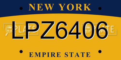 LPZ6406 New York License Plate