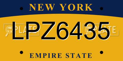 LPZ6435 New York License Plate