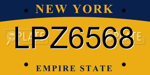 LPZ6568 New York License Plate