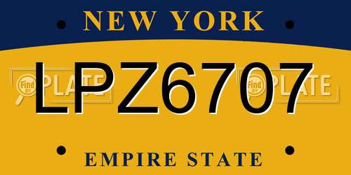 LPZ6707 New York License Plate