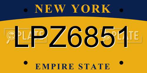 LPZ6851 New York License Plate