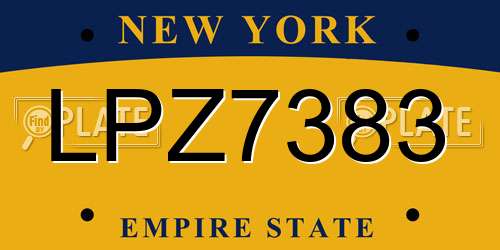 LPZ7383 New York License Plate