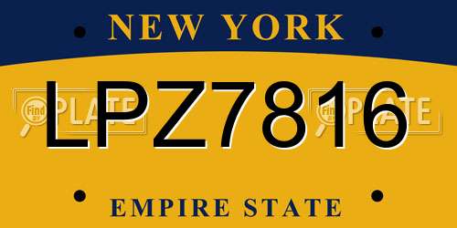 LPZ7816 New York License Plate