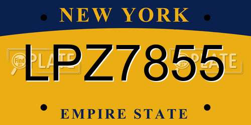 LPZ7855 New York License Plate
