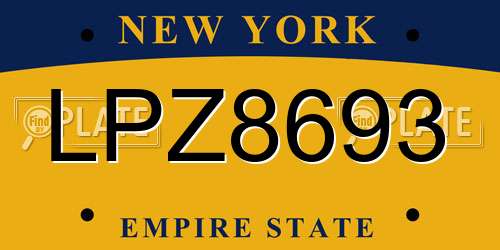 LPZ8693 New York License Plate