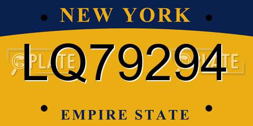 LQ79294 New York License Plate