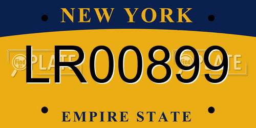 LR00899 New York License Plate