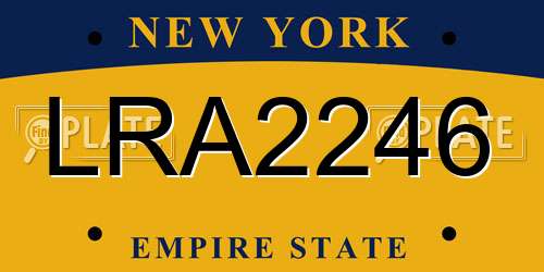 LRA2246 New York License Plate