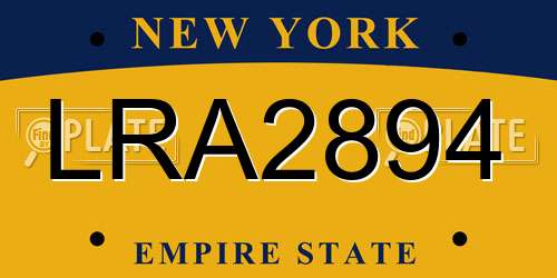 LRA2894 New York License Plate