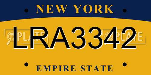 LRA3342 New York License Plate