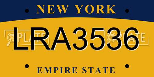 LRA3536 New York License Plate