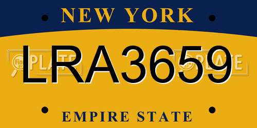 LRA3659 New York License Plate