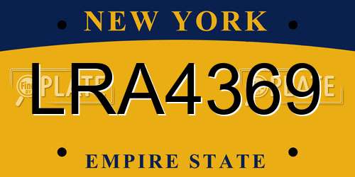 LRA4369 New York License Plate