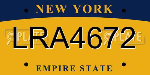 LRA4672 New York License Plate