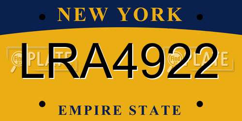 LRA4922 New York License Plate