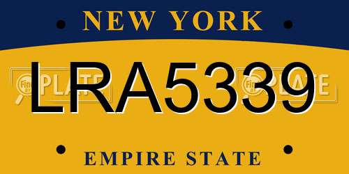 LRA5339 New York License Plate