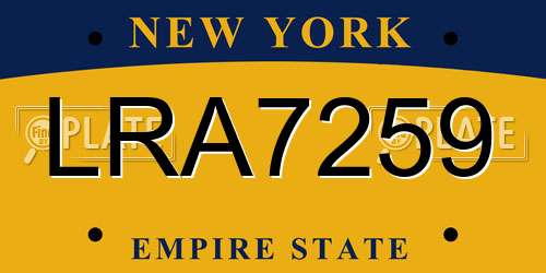 LRA7259 New York License Plate