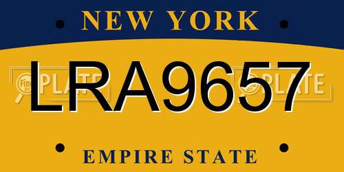 LRA9657 New York License Plate