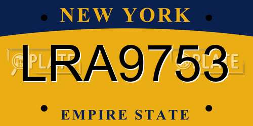 LRA9753 New York License Plate
