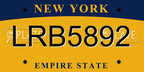 LRB5892 New York License Plate