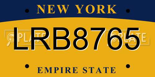LRB8765 New York License Plate