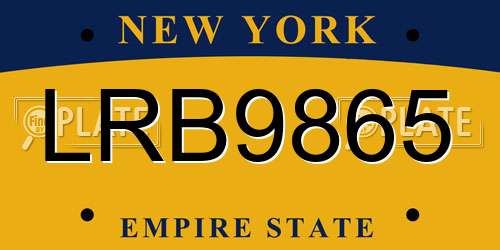 LRB9865 New York License Plate