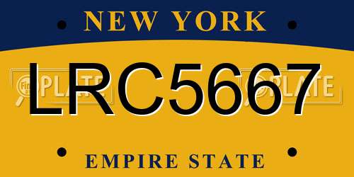 LRC5667 New York License Plate