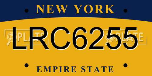 LRC6255 New York License Plate