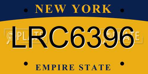 LRC6396 New York License Plate