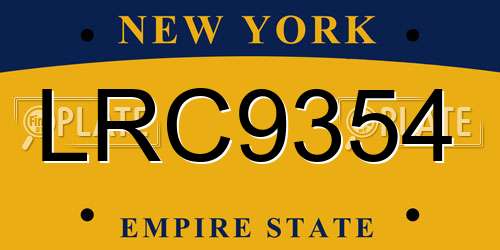 LRC9354 New York License Plate