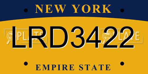LRD3422 New York License Plate