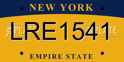 LRE1541 New York License Plate