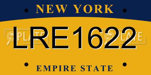 LRE1622 New York License Plate