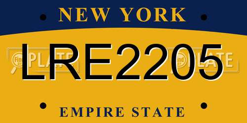 LRE2205 New York License Plate