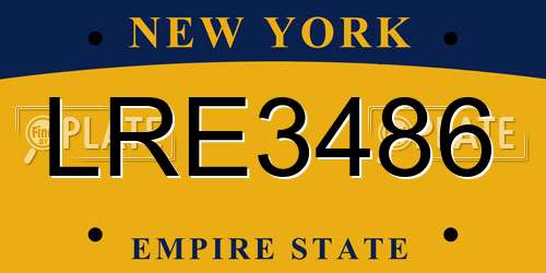 LRE3486 New York License Plate