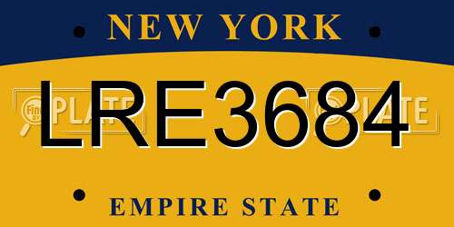 LRE3684 New York License Plate