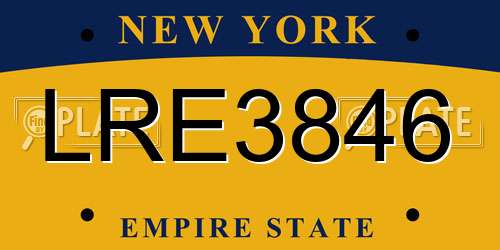 LRE3846 New York License Plate