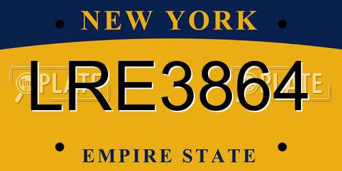LRE3864 New York License Plate