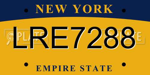 LRE7288 New York License Plate