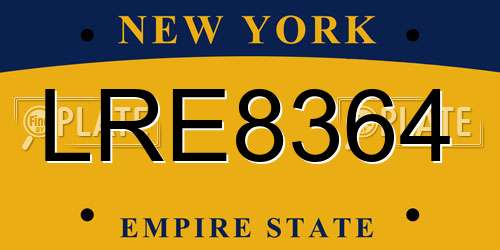 LRE8364 New York License Plate