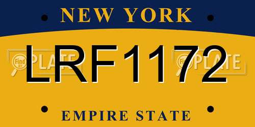 LRF1172 New York License Plate