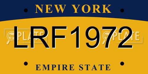LRF1972 New York License Plate