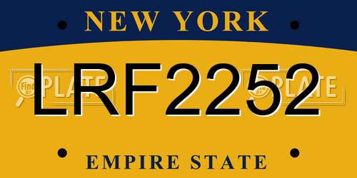 LRF2252 New York License Plate